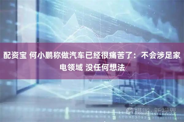 配资宝 何小鹏称做汽车已经很痛苦了：不会涉足家电领域 没任何想法