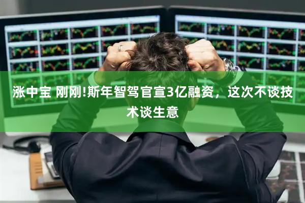 涨中宝 刚刚!斯年智驾官宣3亿融资，这次不谈技术谈生意